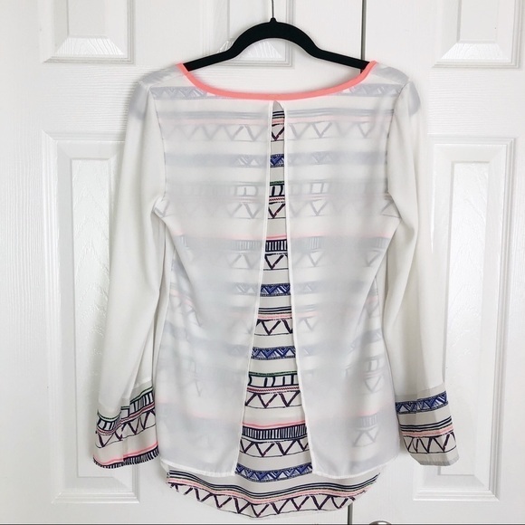 Neon tribal print sheer layered top - Picture 6 of 8